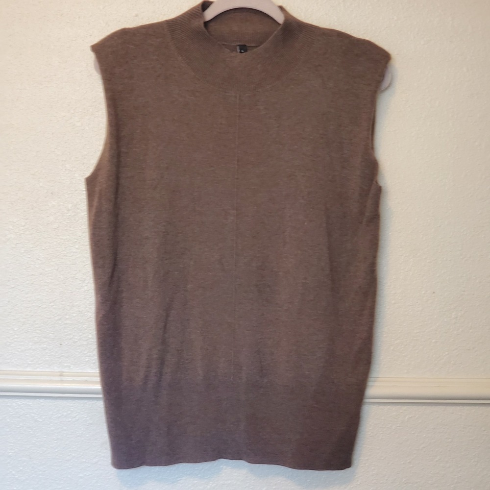 Arach & Cloz Brown Mock Neck Sleeveless Knit Sweater Vest Large